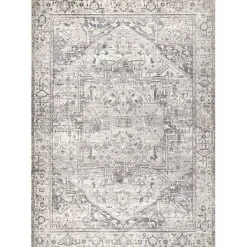 Kirklands Home Flo Vintage Medallion Washable Area Rug, 5x8 Gray Best