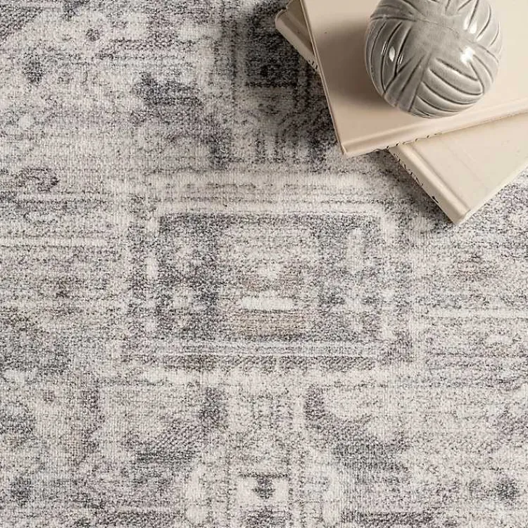 Kirklands Home Flo Vintage Medallion Washable Area Rug, 5x8 Gray Best