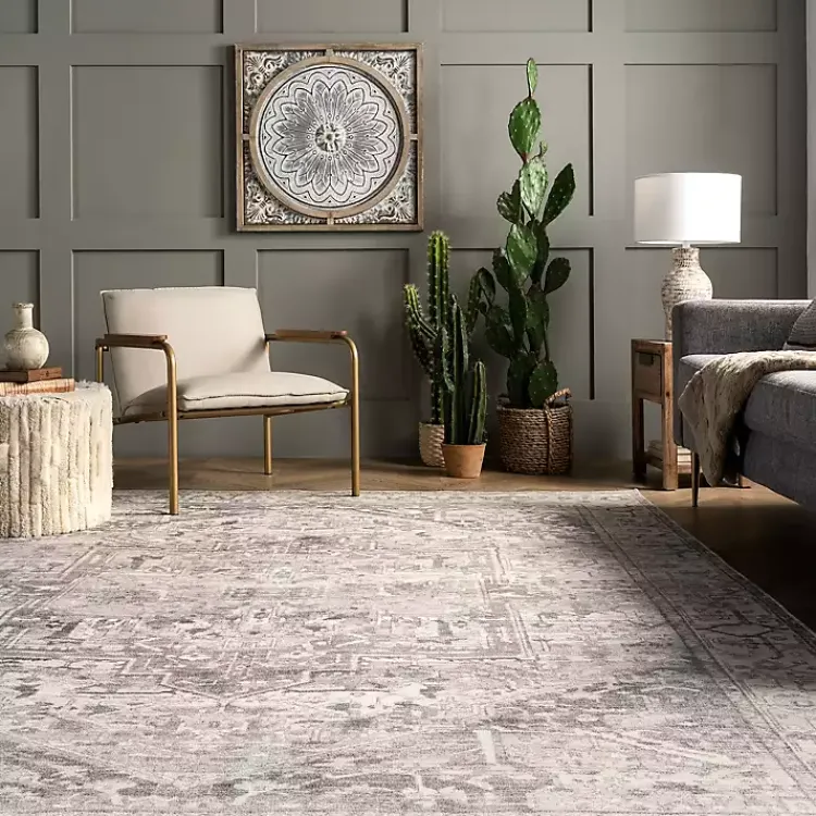 Kirklands Home Flo Vintage Medallion Washable Area Rug, 5x8 Gray Best