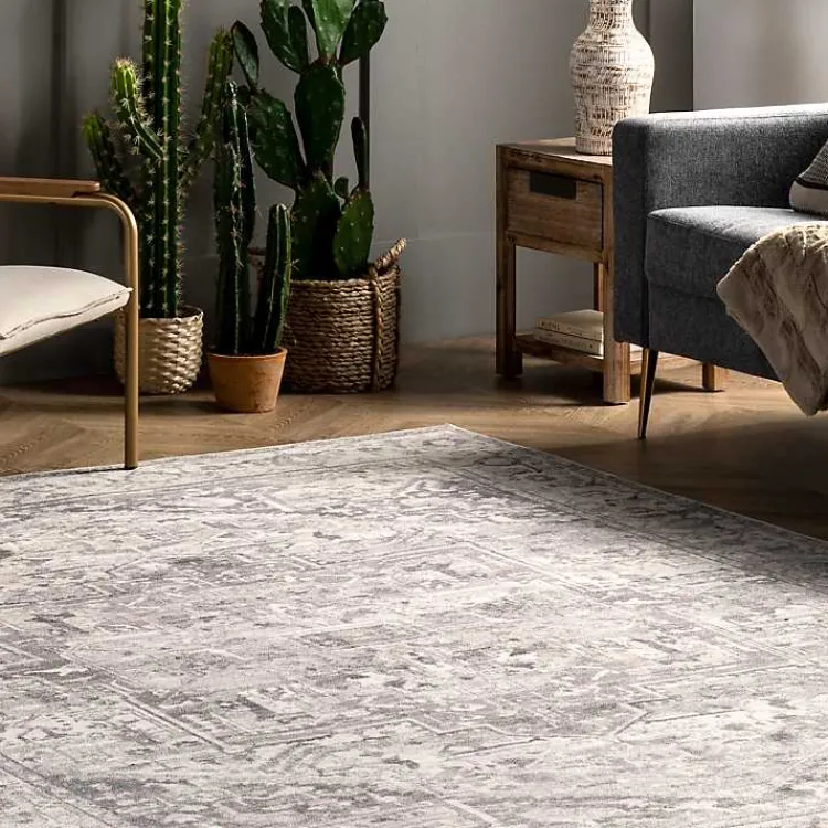 Kirklands Home Flo Vintage Medallion Washable Area Rug, 5x8 Gray Best