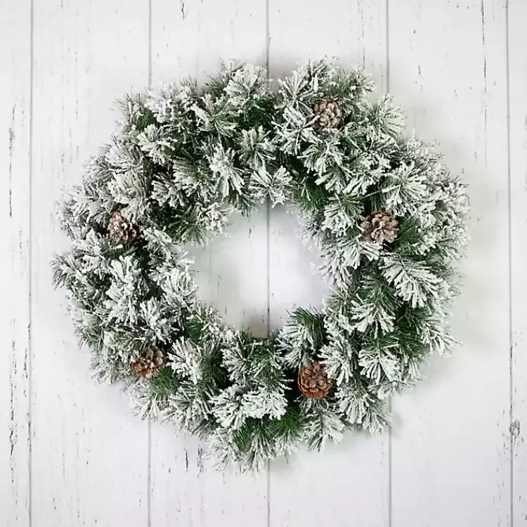 Christmas Wreaths>Kirklands Home Flocked Angel Pine Wreath