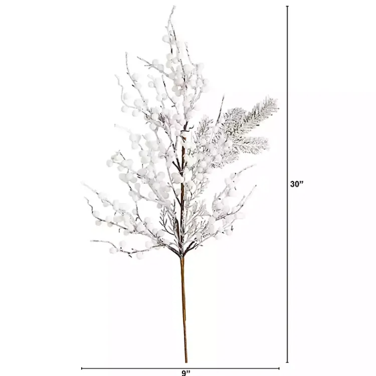Stems & Bouquets>Kirklands Home Flocked Holly Berry Stems, Set of 3 White