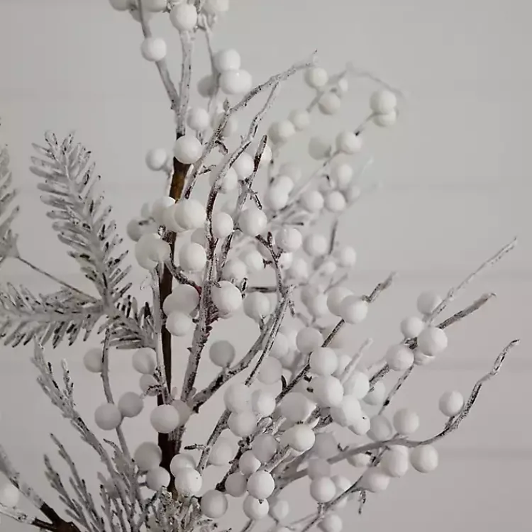 Stems & Bouquets>Kirklands Home Flocked Holly Berry Stems, Set of 3 White