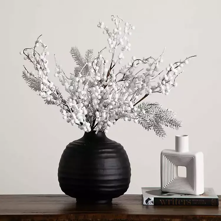 Stems & Bouquets>Kirklands Home Flocked Holly Berry Stems, Set of 3 White