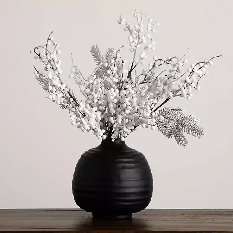 Stems & Bouquets>Kirklands Home Flocked Holly Berry Stems, Set of 3 White