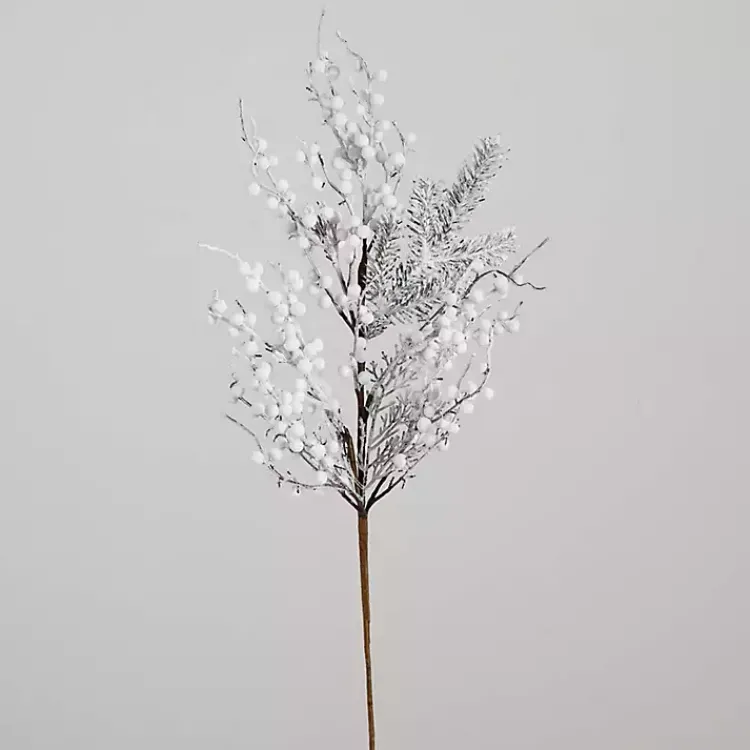 Stems & Bouquets>Kirklands Home Flocked Holly Berry Stems, Set of 3 White