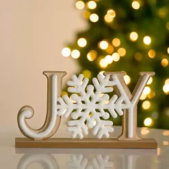 Christmas Decorations>Kirklands Home Flocked Joy Tabletop Sign