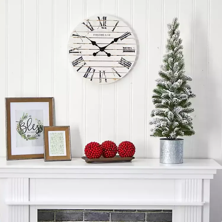 Christmas Arrangements & Garland>Kirklands Home Flocked Pine Tree in Tin Can Planter