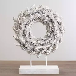 Christmas Decorations>Kirklands Home Flocked Tabletop Christmas Wreath White