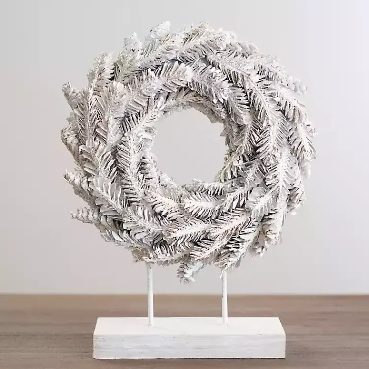 Christmas Decorations>Kirklands Home Flocked Tabletop Christmas Wreath White