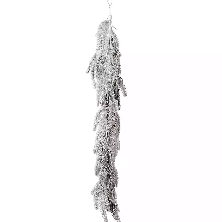 Christmas Arrangements & Garland>Kirklands Home Flocked Weeping Noble Fir Garland White