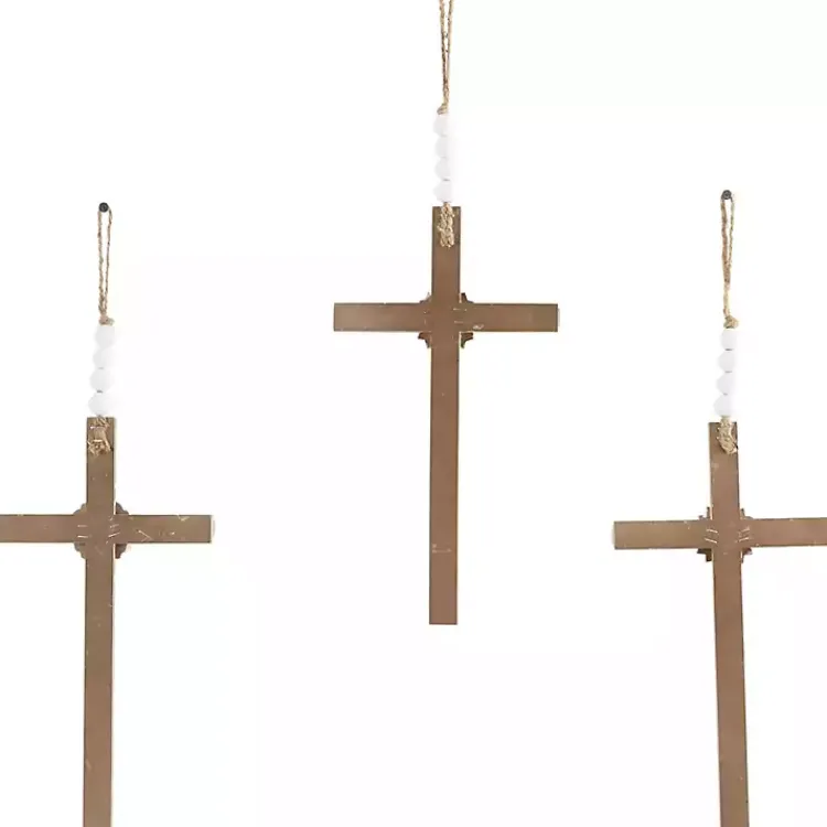 Kirklands Home Floral Beaded Wood Cross Wall Plaques, Set of 3 Hot