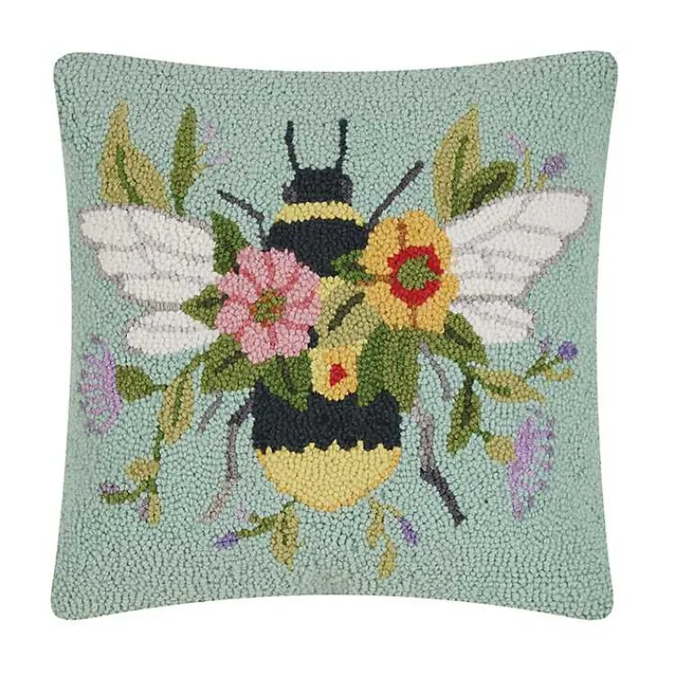 Pillows>Kirklands Home Floral Bee Hooked Throw Pillow