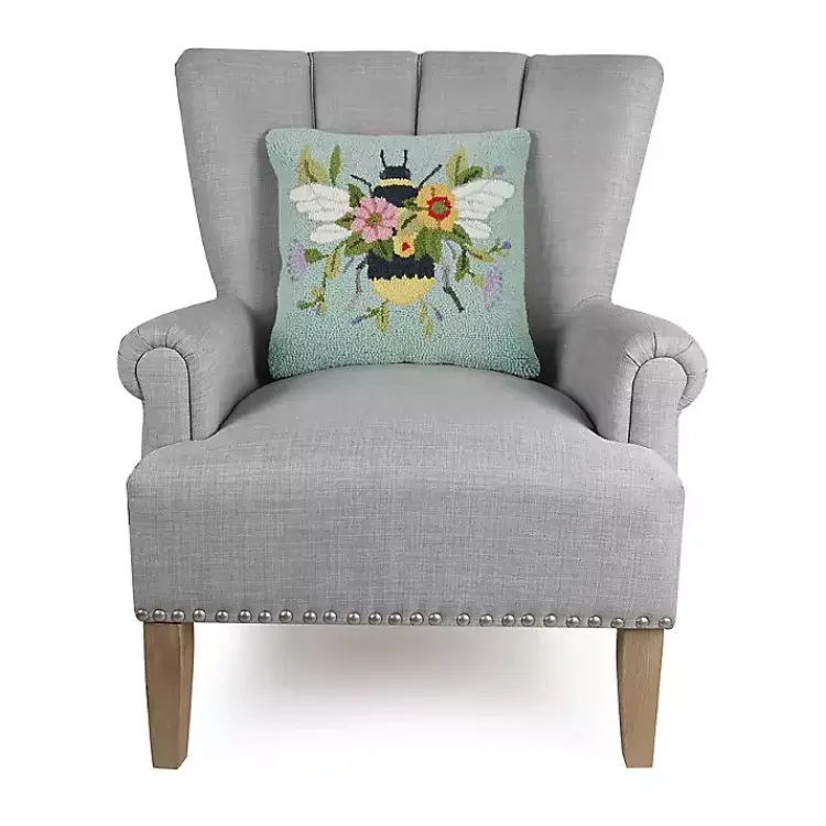 Pillows>Kirklands Home Floral Bee Hooked Throw Pillow