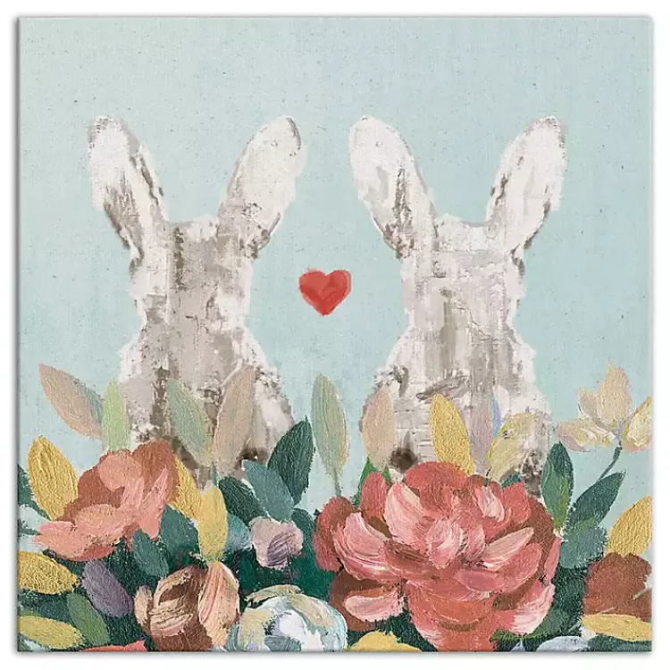 Easter Decorations>Kirklands Home Floral Bunny Couple Canvas Art Print