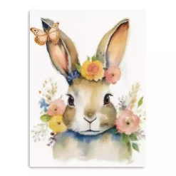 Easter Decorations>Kirklands Home Floral Easter Bunny Canvas Art Print