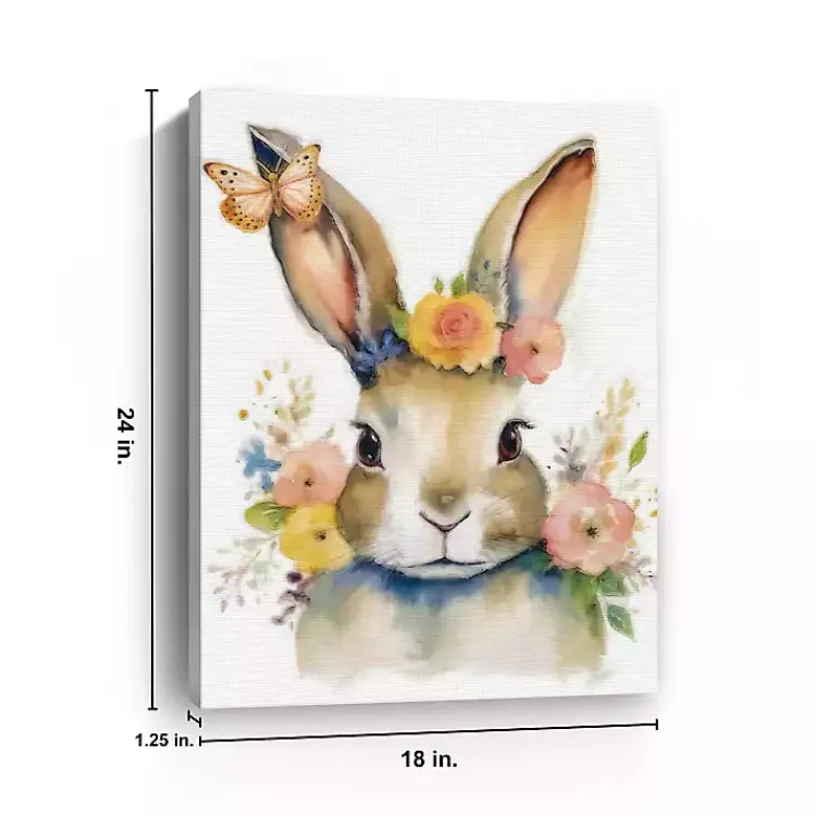 Easter Decorations>Kirklands Home Floral Easter Bunny Canvas Art Print