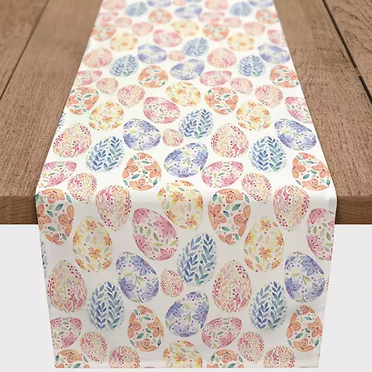 Easter Decorations>Kirklands Home Floral Easter Eggs Table Runner, 72 in.
