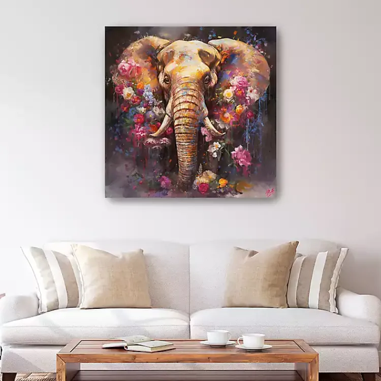 Kirklands Home Floral Elephant Canvas Art Print