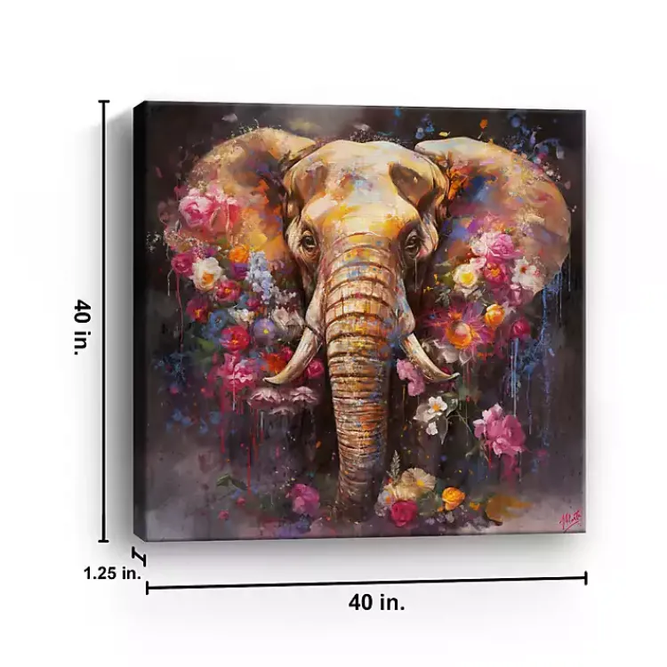Kirklands Home Floral Elephant Canvas Art Print