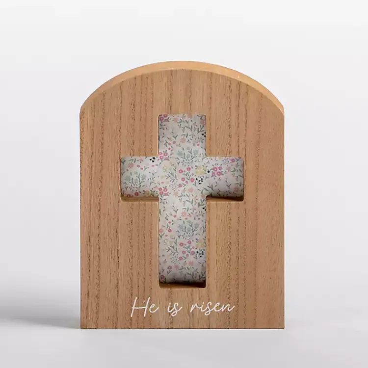 Easter Decorations>Kirklands Home Floral He is Risen Cross Easter Tabletop Sign