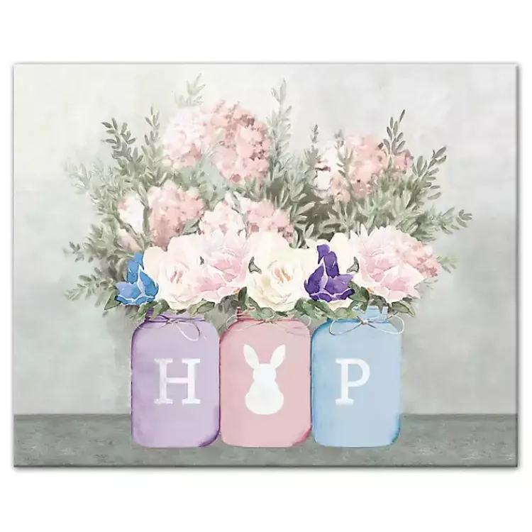 Easter Decorations>Kirklands Home Floral Mason Jars Hop Canvas Art Print