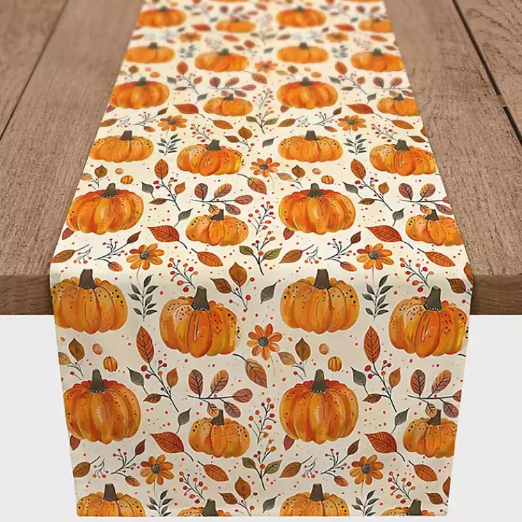Fall>Kirklands Home Floral Pumpkin Patch Table Runner, 90 in.