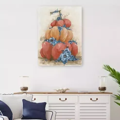 Fall>Kirklands Home Floral Pumpkin Stack Canvas Art Print Orange
