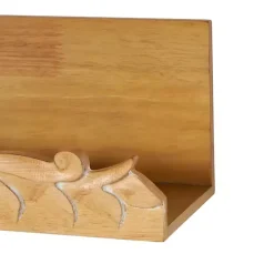 Kirklands Home Floral Scroll Natural Wood Wall Shelf Outlet