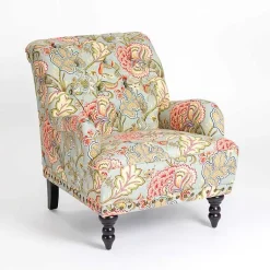 Kirklands Home Floral Tufted Rebecca Accent Chair Pink Outlet