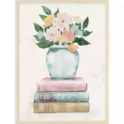Kirklands Home Floral Vase on Books Framed Art Print Hot