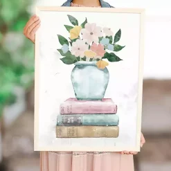 Kirklands Home Floral Vase on Books Framed Art Print Hot