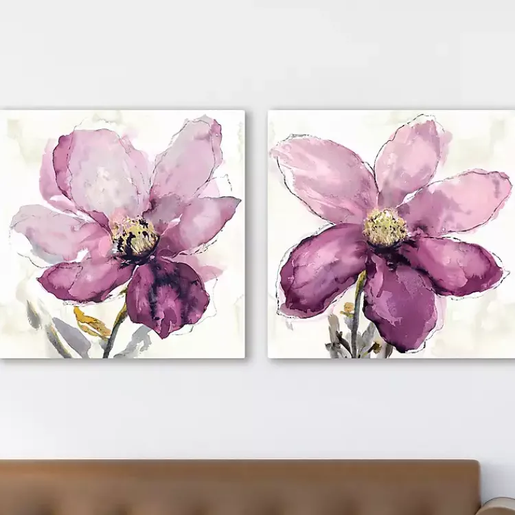 Kirklands Home Floral Wash Giclee Canvas Art Print, Set of 2 Purple Sale