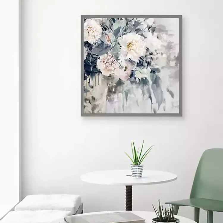 Kirklands Home Flower Impressions Framed Canvas Art Print Gray Clearance
