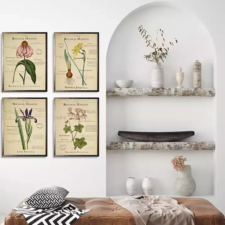 Kirklands Home Flower Magazine Framed Art Prints, Set of 4