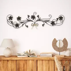 Kirklands Home Flower Scroll Metal Wall Plaque Black Clearance