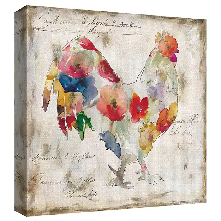 Kirklands Home Flowered Chicken Canvas Art Print, Set of 2 Multi Online