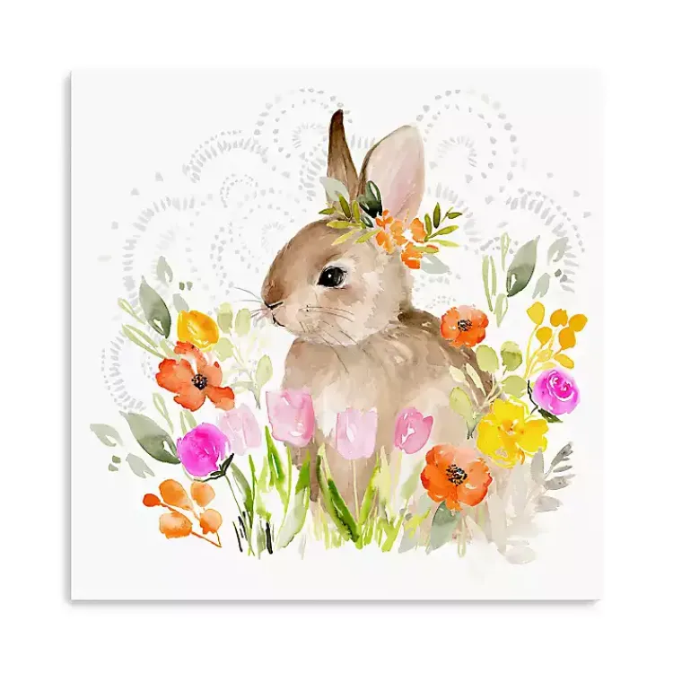 Easter Decorations>Kirklands Home Flowers & Bunny Canvas Art Print