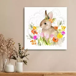 Easter Decorations>Kirklands Home Flowers & Bunny Canvas Art Print