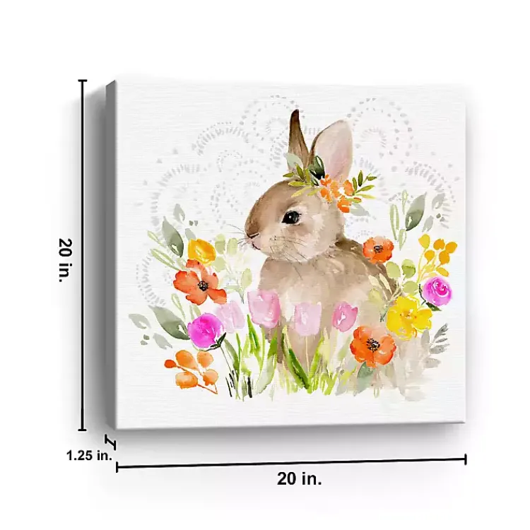 Easter Decorations>Kirklands Home Flowers & Bunny Canvas Art Print