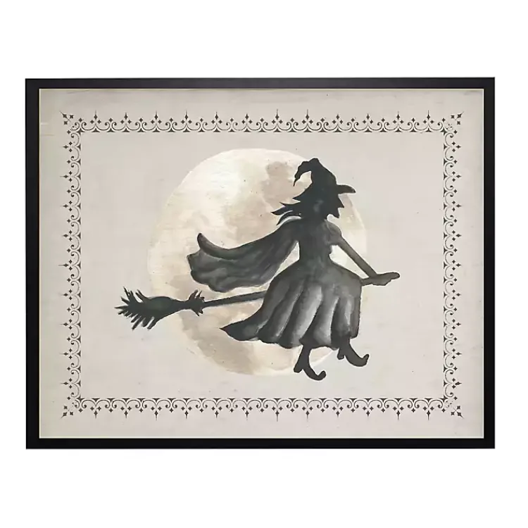 Halloween>Kirklands Home Flying Witch Framed Halloween Wall Art