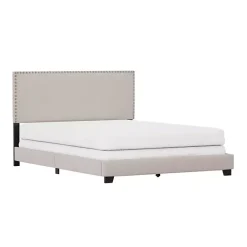 Kirklands Home Fog Upholstered Nailhead Trim Queen Bed Gray Discount
