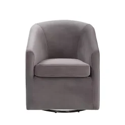 Kirklands Home Fog Velvet Swivel Barrel Accent Chair Gray Outlet