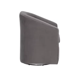 Kirklands Home Fog Velvet Swivel Barrel Accent Chair Gray Outlet