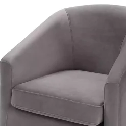 Kirklands Home Fog Velvet Swivel Barrel Accent Chair Gray Outlet