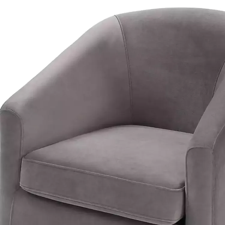 Kirklands Home Fog Velvet Swivel Barrel Accent Chair Gray Outlet