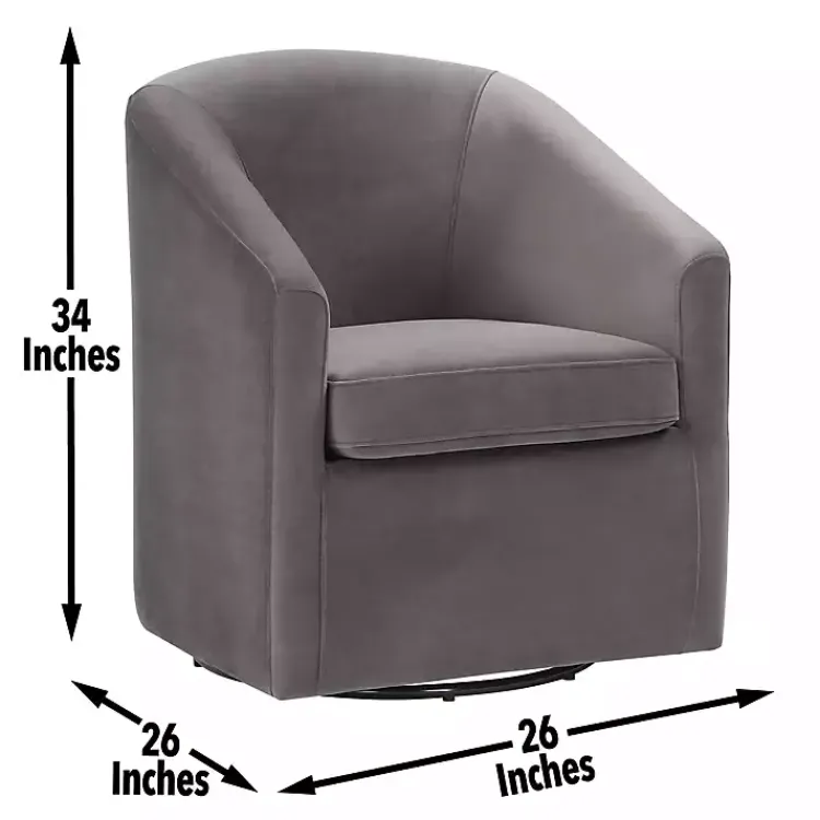 Kirklands Home Fog Velvet Swivel Barrel Accent Chair Gray Outlet