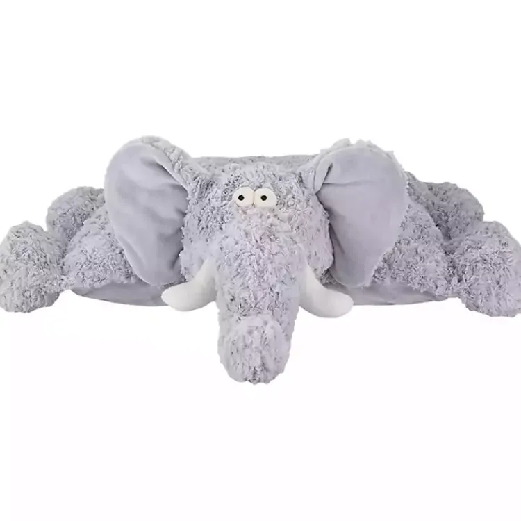 Pillows>Kirklands Home Foldable Elephant Stuffed Animal Gray
