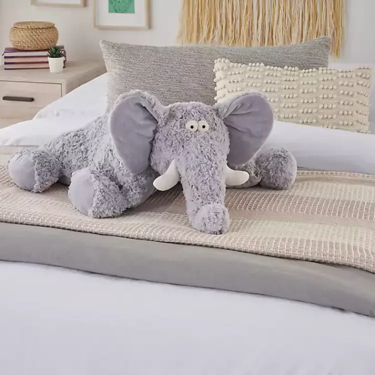 Pillows>Kirklands Home Foldable Elephant Stuffed Animal Gray