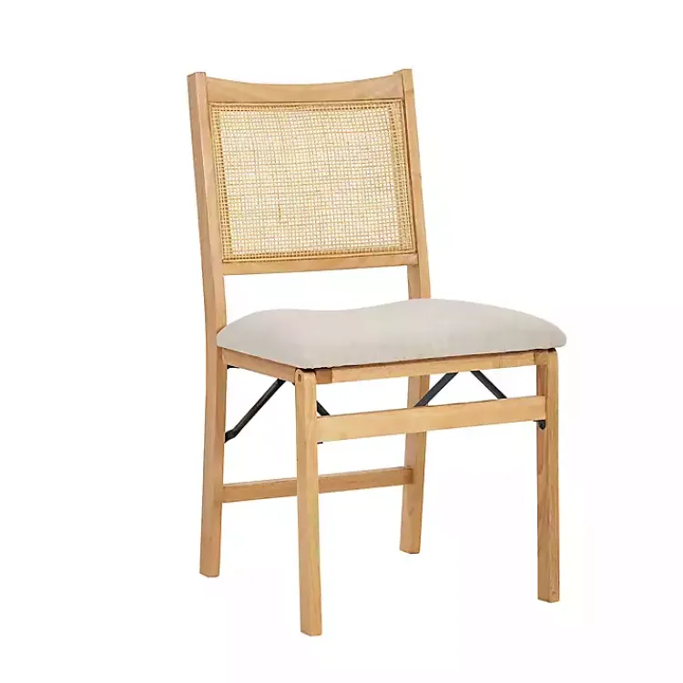Kirklands Home Folding Rat Cane Back Cushioned Chair Tan Best